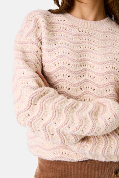 Roze trui met ronde hals van GARCIA, golvend patroon, gebreide textuur.