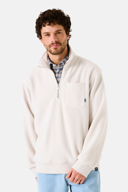 Ecru fleece van GARCIA met ritssluiting en contrasterende zak.