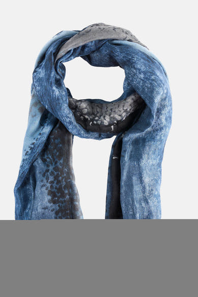 Foulard bleu à motifs gris, présenté noué, Access®