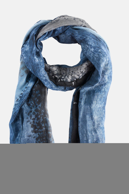 Foulard bleu à motifs gris, présenté noué, Access®