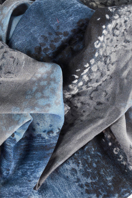 Foulard bleu Access® à motifs abstraits gris et noirs