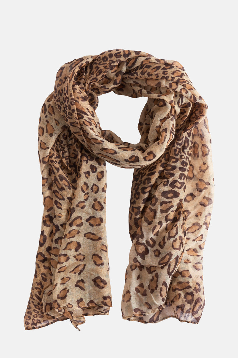 Beige sjaal met luipaardprint van Access®, met een lichte textuur en een elegante val.
