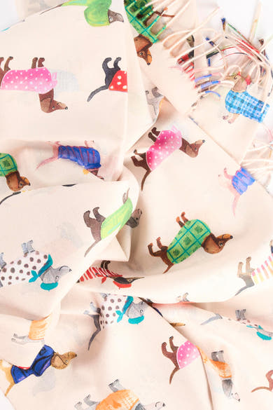 Écharpe beige Access® à motifs colorés de chiens