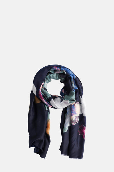 Multikleuren sjaal Access® met bloemenpatroon en lichte textuur.