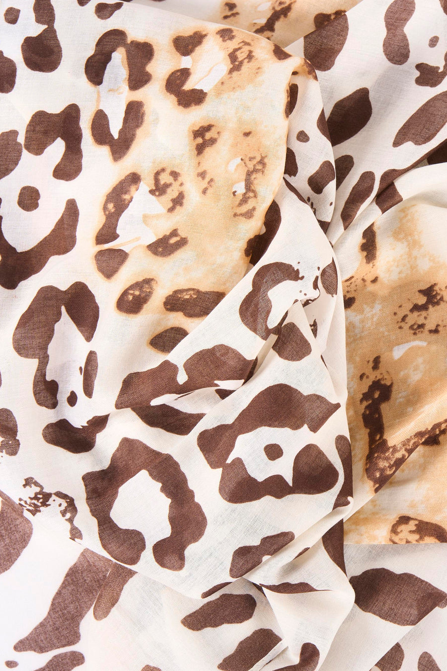 Multikleuren sjaal van Access®, beige en bruin dierenprint, gedrapeerde stof.