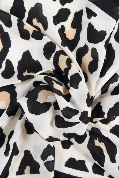 Foulard écru Access® à motif léopard noir et beige