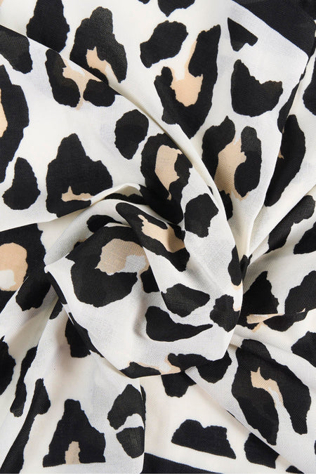 Foulard écru Access® à motif léopard noir et beige