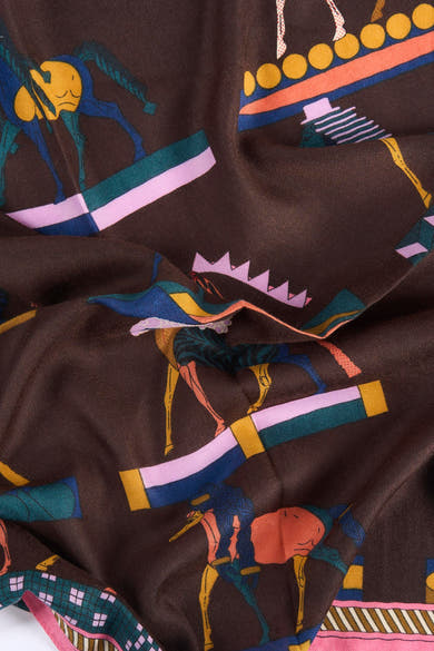 Foulard brun Access® à motifs géométriques colorés