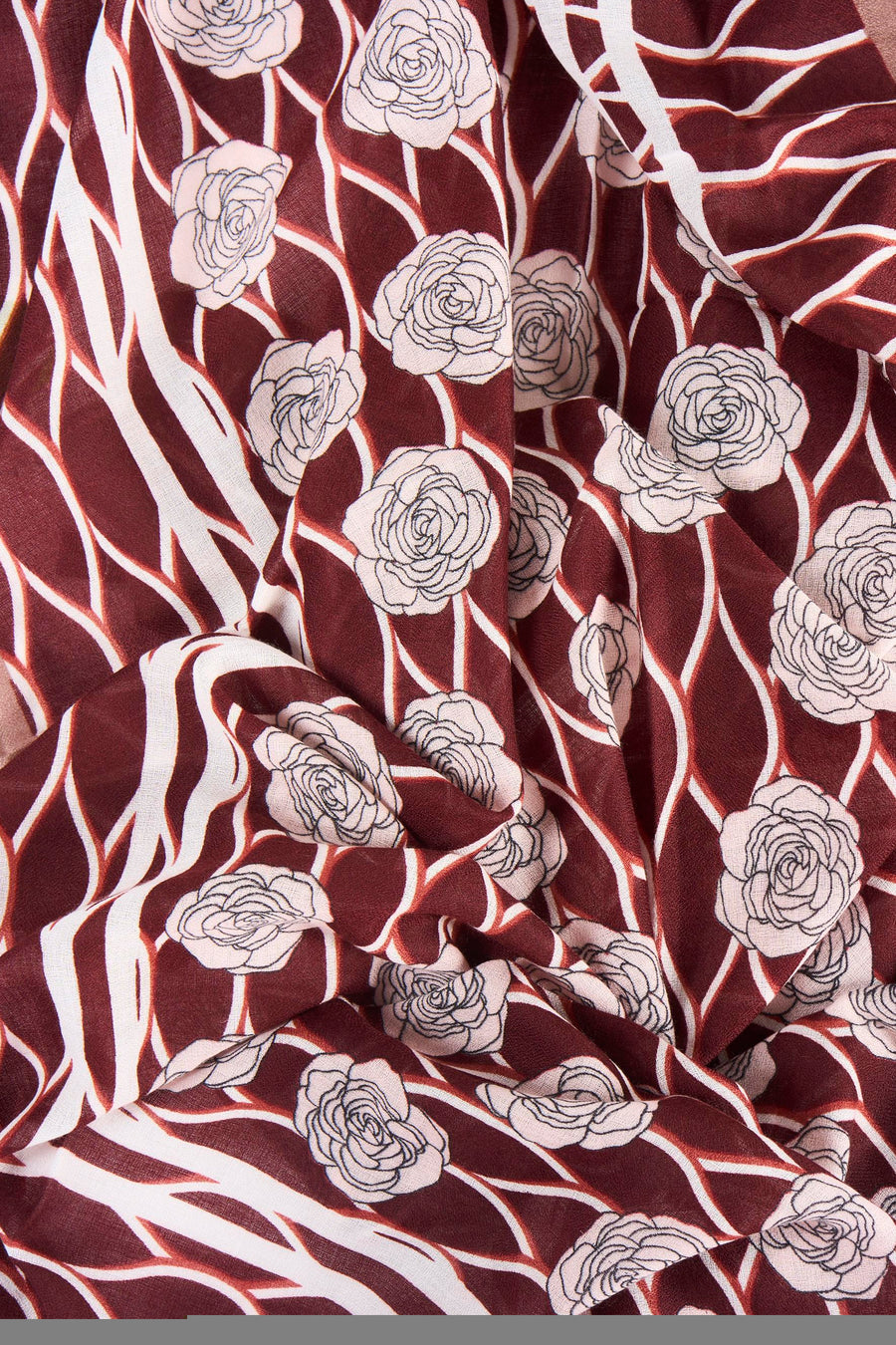 Écharpe rouge Access® à motif floral et lignes blanches