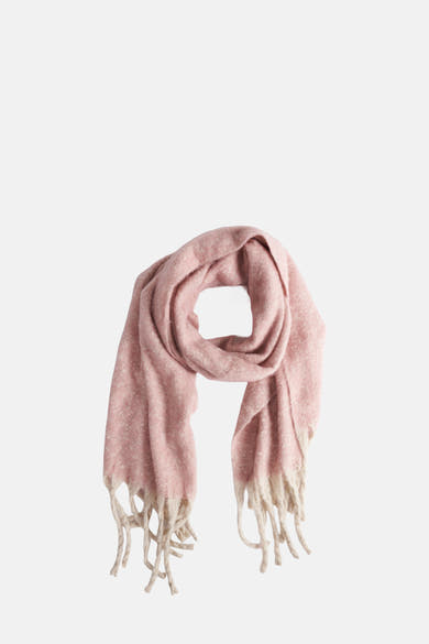 Écharpe rose by Access®, avec une texture douce et des franges décoratives.