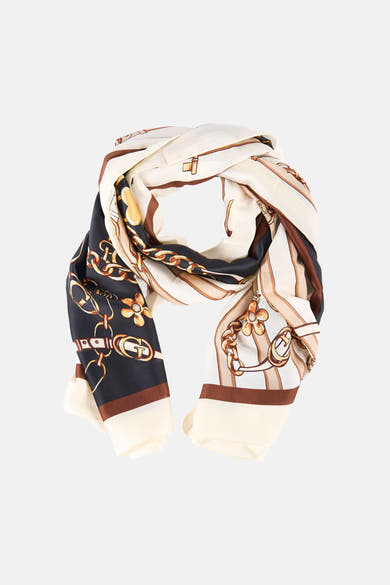 Multikleuren sjaal van Access® met ketting-, bloemen- en decoratieve strepenprint.