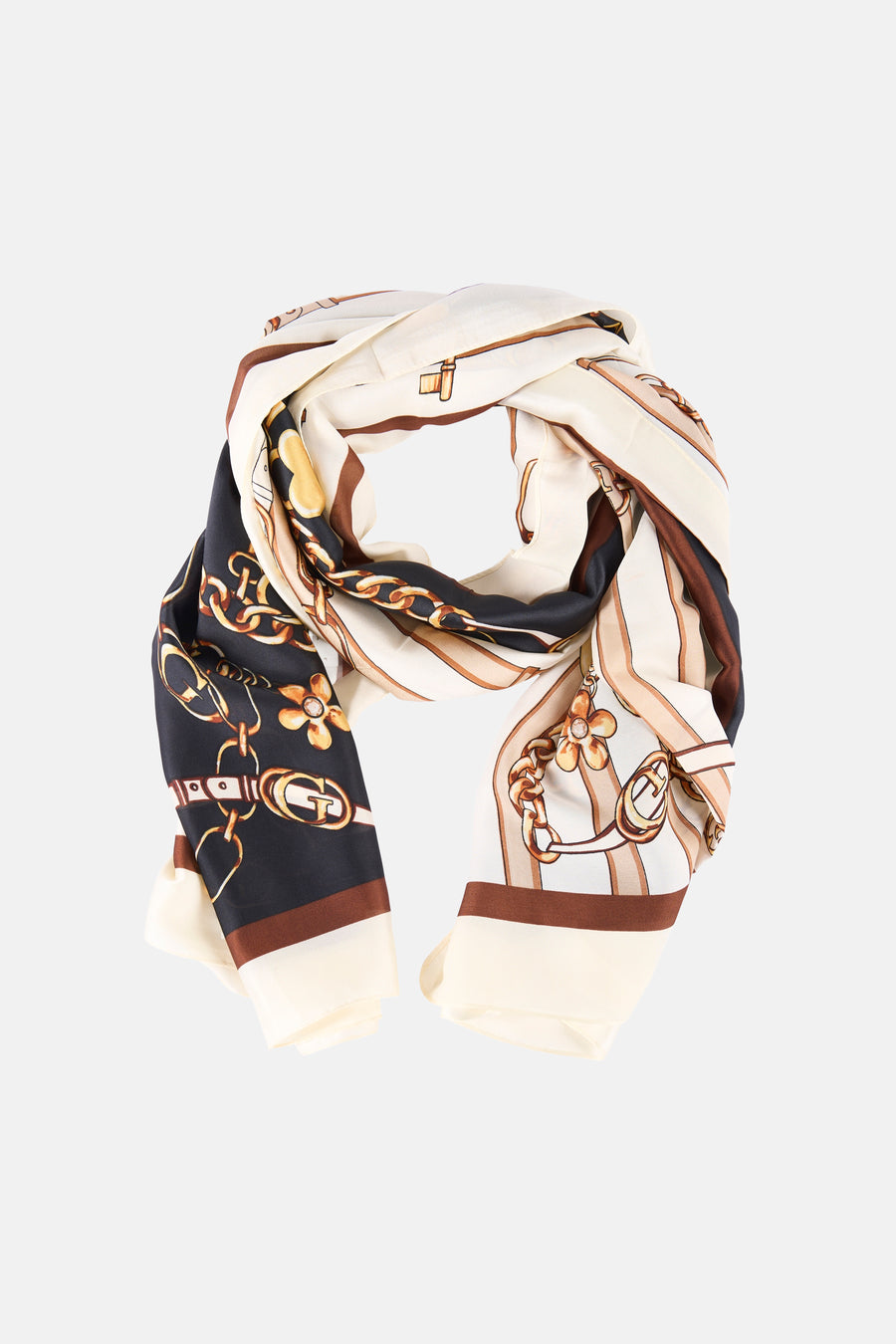Multikleuren sjaal van Access® met ketting-, bloemen- en decoratieve strepenprint.