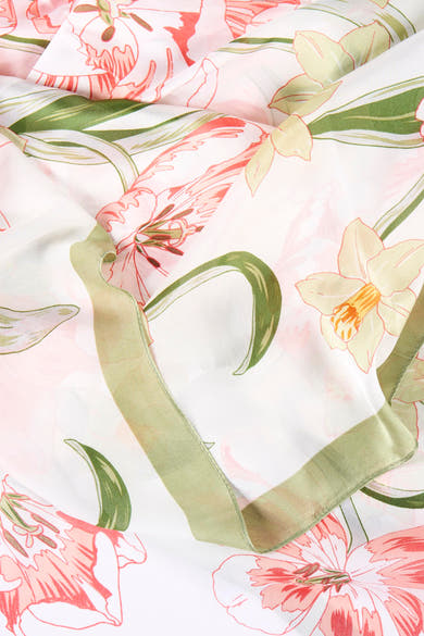Foulard multicolore de Access®, à motif fleuri et bordure verte, tissu fluide et léger.
