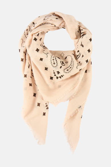 Beige sjaal van Access® met paisley- en ruitpatroon.