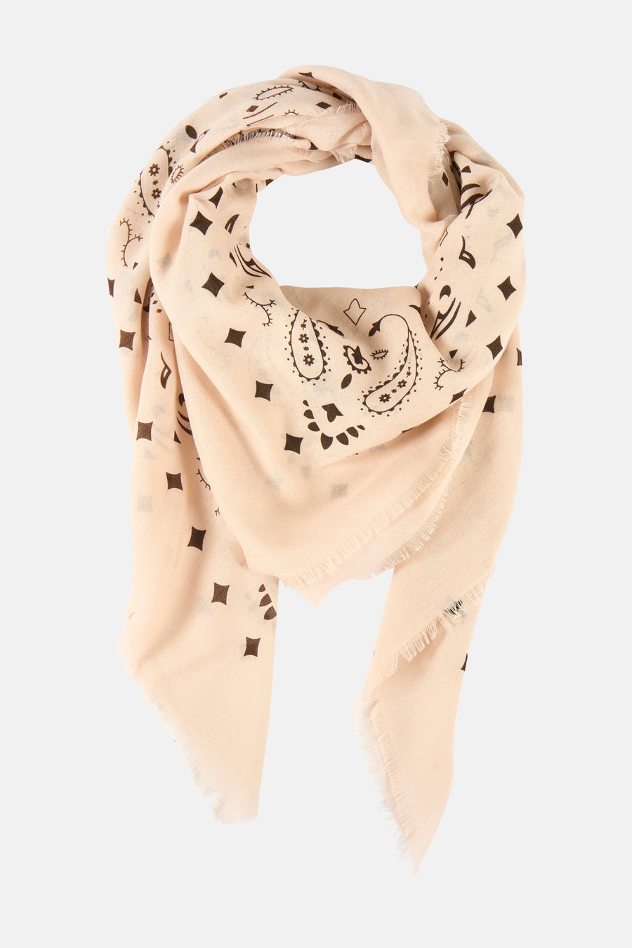 Beige sjaal van Access® met paisley- en ruitpatroon.