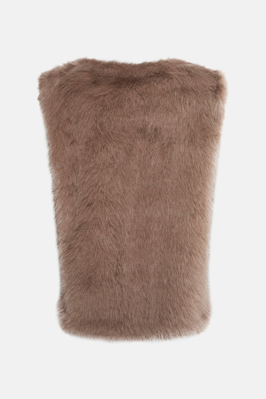 Veste sans manches beige d'Access®, en fausse fourrure douce et moelleuse.