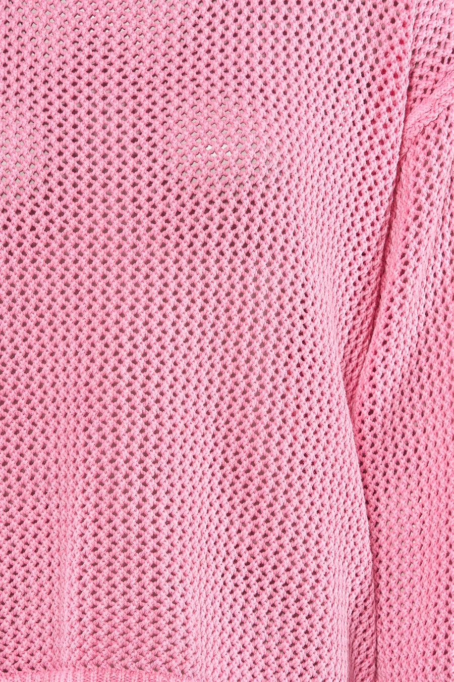Pull à col rond rose de ADORE, en maille ajourée texturée.