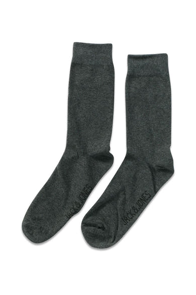 Chaussettes grises de ACCESSORIES BY JACK & JONES, en maille côtelée, présentées à plat.