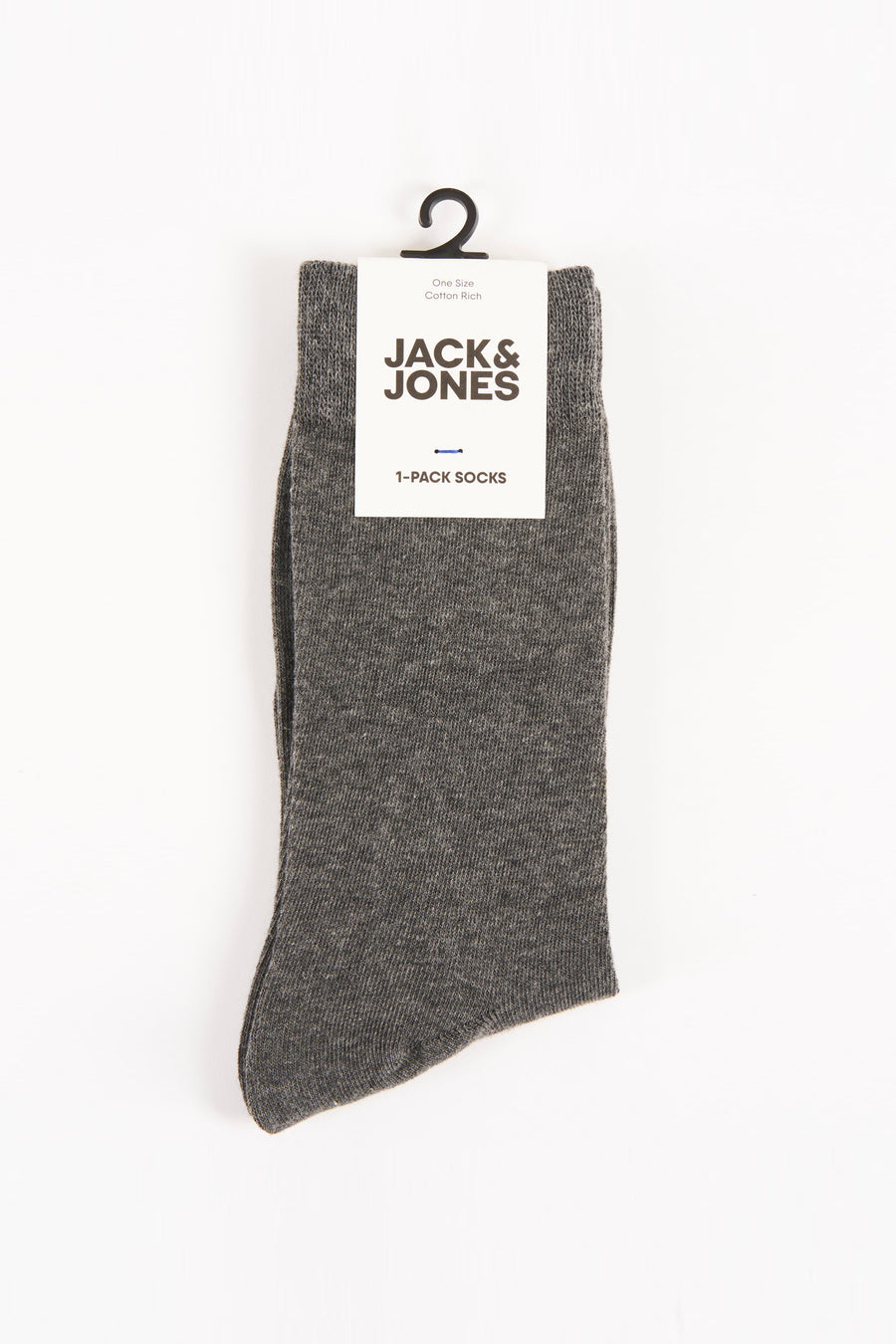 Chaussette grise en coton riche par ACCESSORIES BY JACK & JONES, présentée sur un cintre noir.