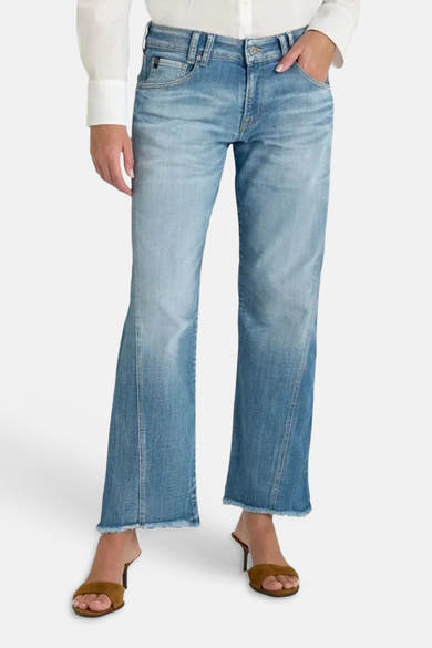 Jeans flared mid blue denim - Le Temps des Cerises