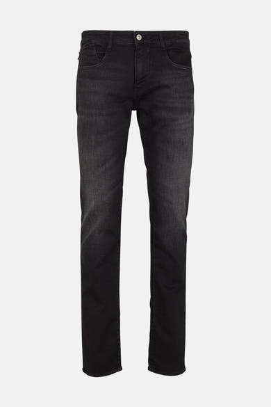 Rechte zwarte denim jeans van Le Temps des Cerises, met een licht uitgewassen textuur.
