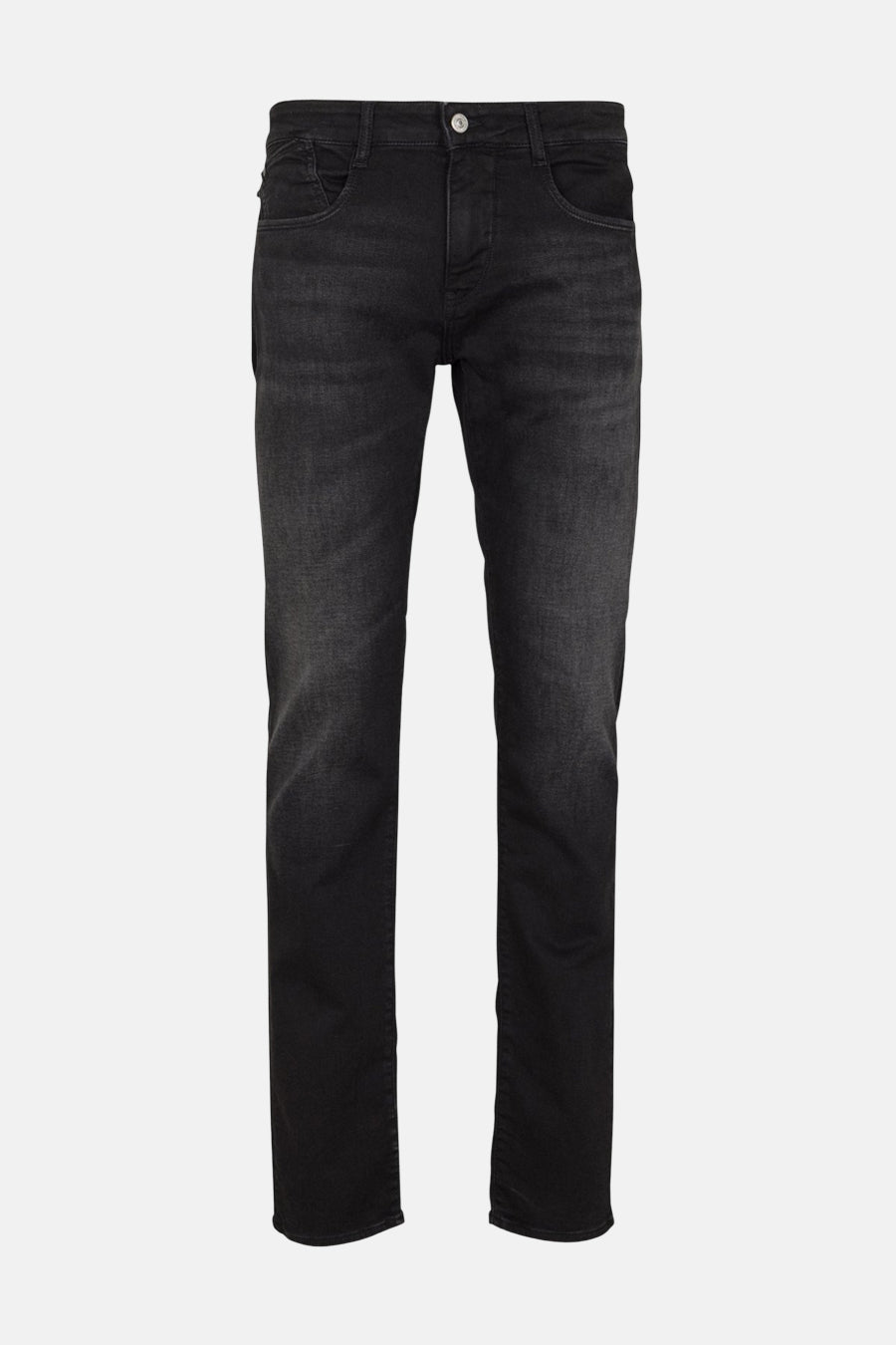 Rechte zwarte denim jeans van Le Temps des Cerises, met een licht uitgewassen textuur.