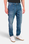 Wijde spijkerbroek in middieblauw denim van Le Temps des Cerises met opgestikte zakken.