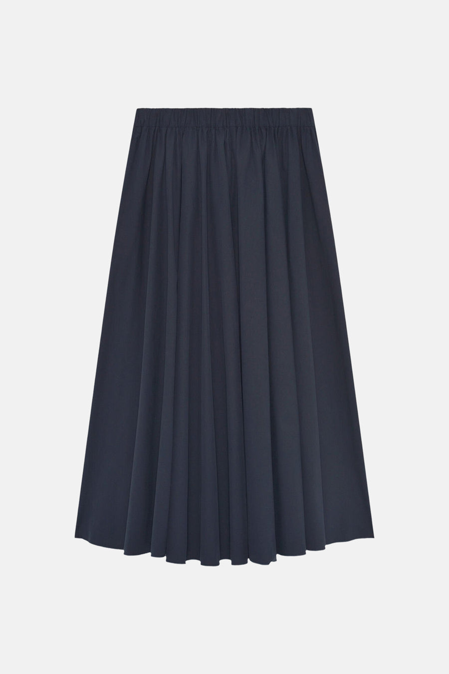 Jupe longue bleue de CAROLL, avec une taille élastique et des plis structurés sur toute la longueur.
