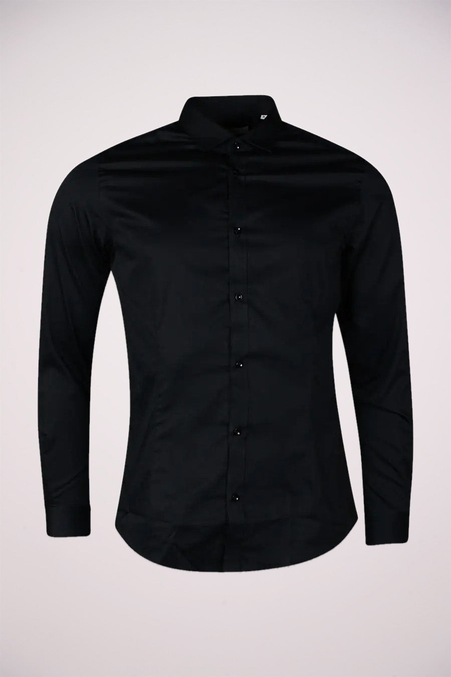 Zwart overhemd met lange mouwen van PREMIUM by JACK & JONES, slim fit, van gladde stof.