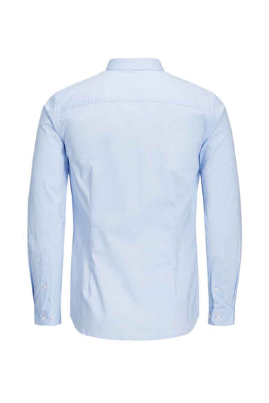 Blauwe blouse met lange mouwen van PREMIUM by JACK & JONES, achterzijde.