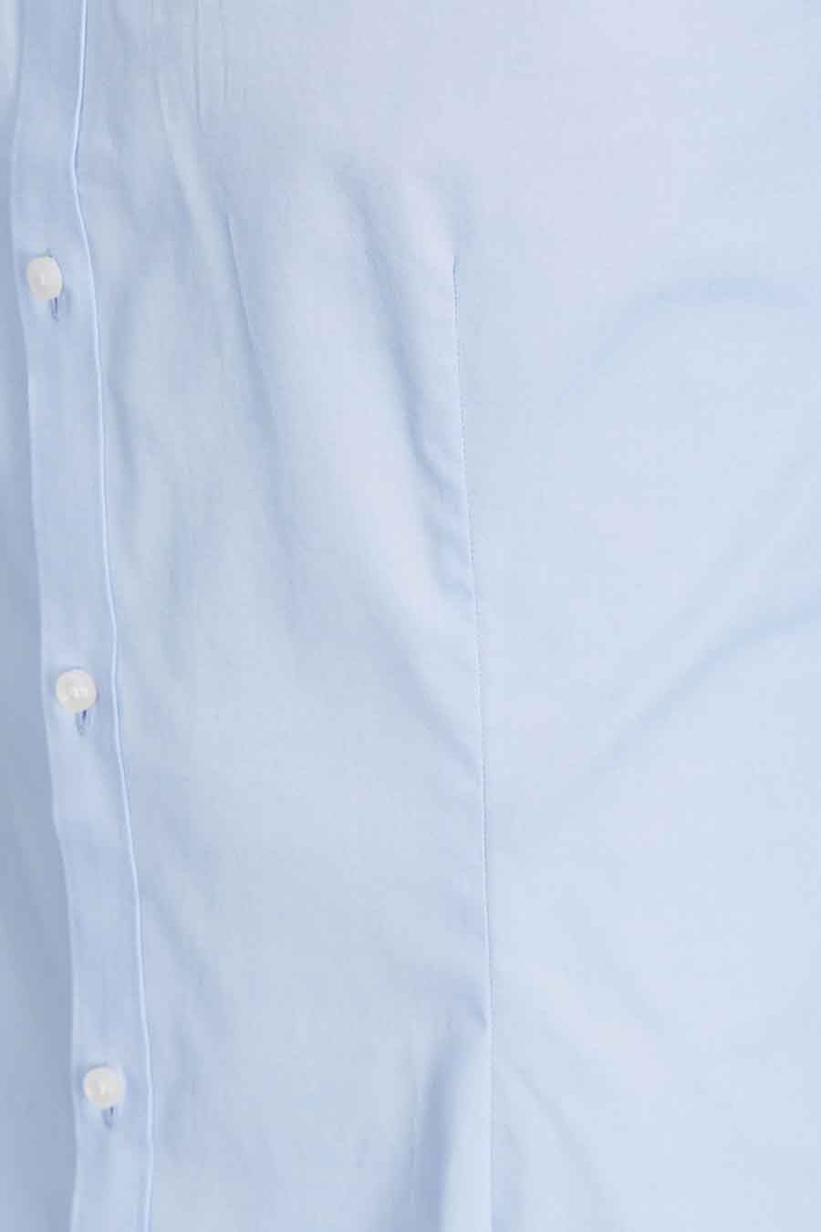 Blauw overhemd met lange mouwen van PREMIUM by JACK & JONES, met witte knoopsluiting.