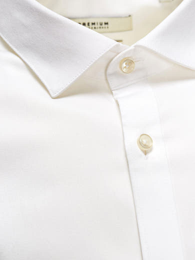 Wit overhemd met lange mouwen van PREMIUM by JACK & JONES, met kraag en knopen.