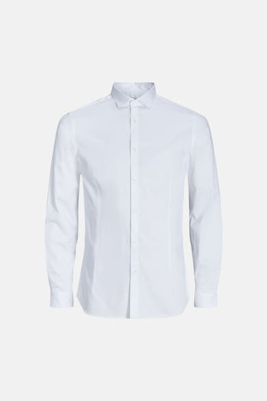 Wit overhemd met lange mouwen van PREMIUM by JACK & JONES, met een slim fit en een klassieke knoopsluiting.