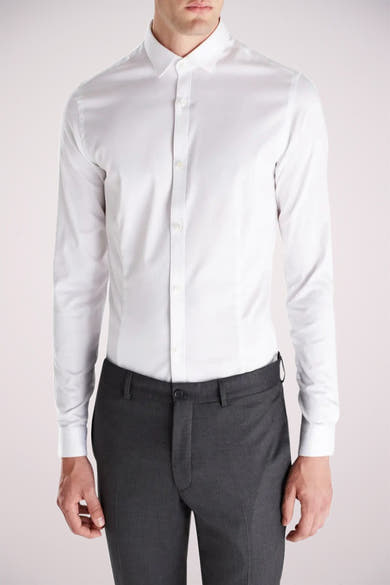Wit overhemd met lange mouwen van PREMIUM by JACK & JONES, met een knoopsluiting.