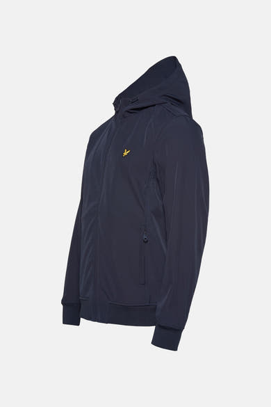 Blauwe regenjas van LYLE & SCOTT, met capuchon en ritssluiting, en een zijzak met rits.