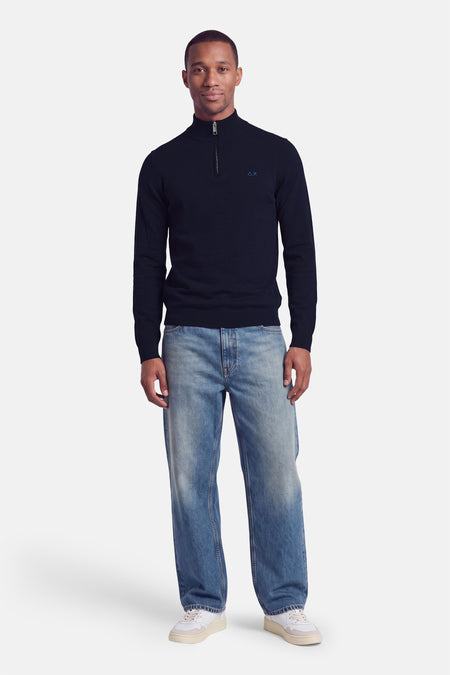 Pull met rolkraag - blauw
