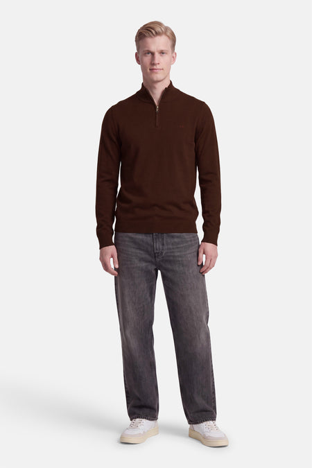 Pull met rolkraag - bruin