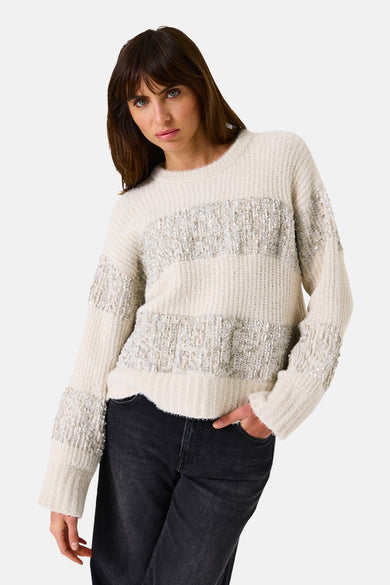 Pull met ronde hals - beige