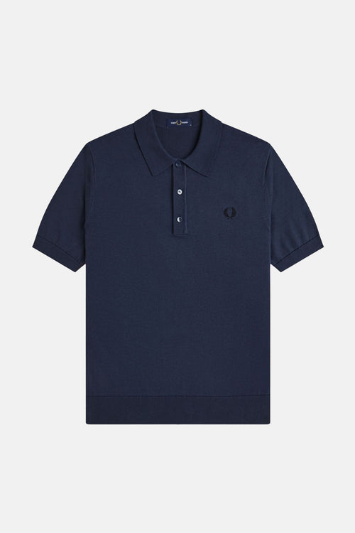Blauw poloshirt met korte mouwen van FRED PERRY, met geborduurd logo op de borst.