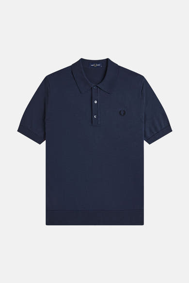 Blauw poloshirt met korte mouwen van FRED PERRY, met geborduurd logo op de borst.