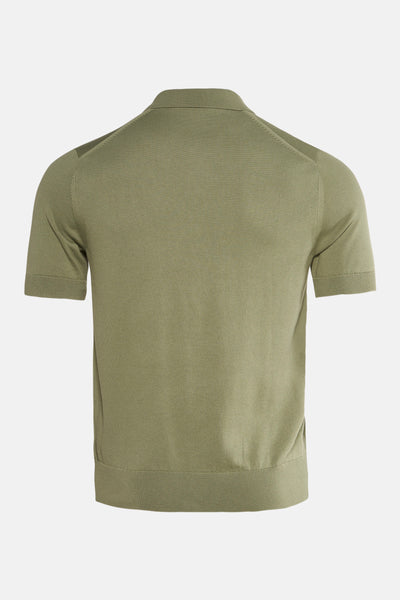 Polo vert à manches courtes de FRED PERRY, coupe classique en maille texturée, vue arrière.

