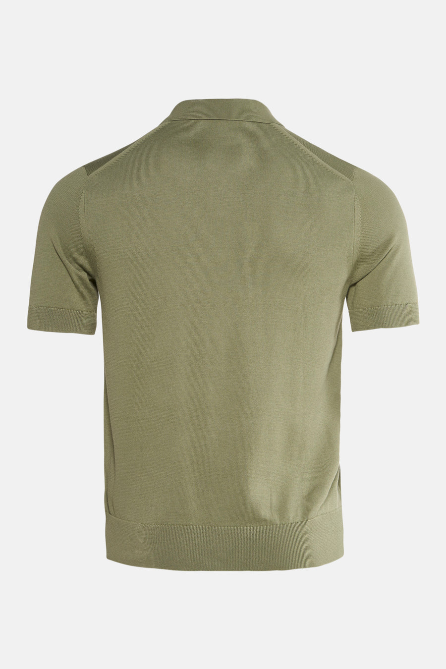 Groen poloshirt met korte mouwen van FRED PERRY, klassieke pasvorm in textuurgebreid, achterzijde.