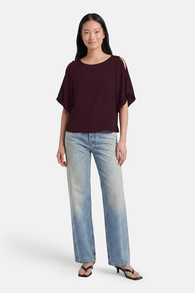 Blouse met korte mouwen - paars