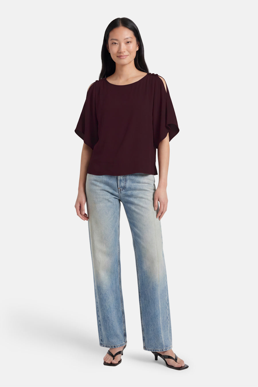 Blouse met korte mouwen - paars