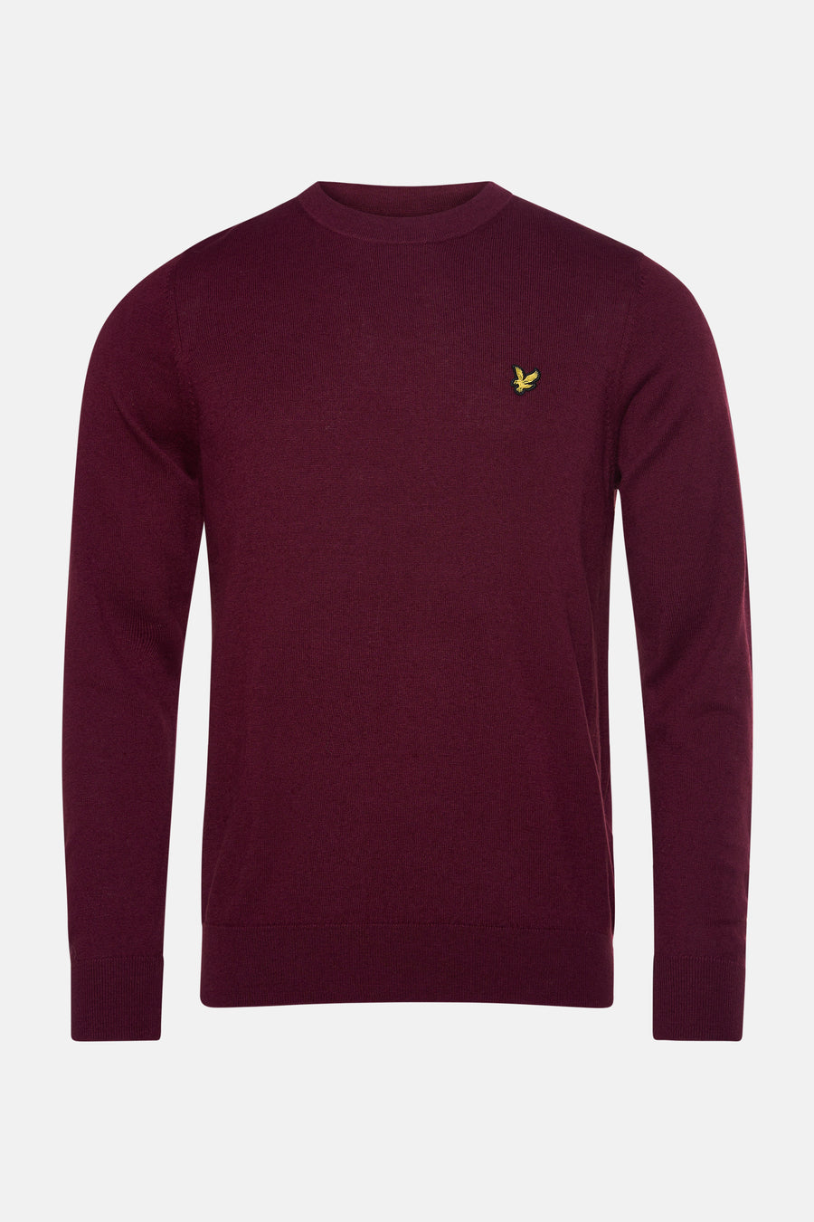 Pull bordeaux à col rond de LYLE & SCOTT, avec un petit logo brodé.