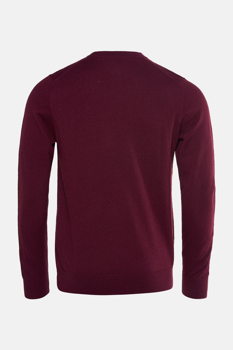 Pull à col rond bordeaux de LYLE & SCOTT, vue arrière sur fond clair.