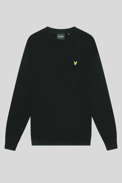 Pull noir à col rond de LYLE & SCOTT, avec un logo jaune brodé.