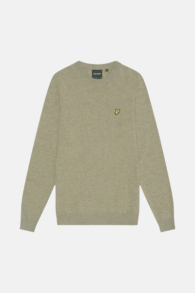 Groene trui met ronde hals van LYLE & SCOTT, met discreet logo op de borst.