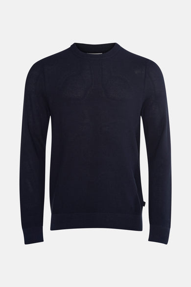 Pull bleu à col rond de LYLE & SCOTT, en maille fine.
