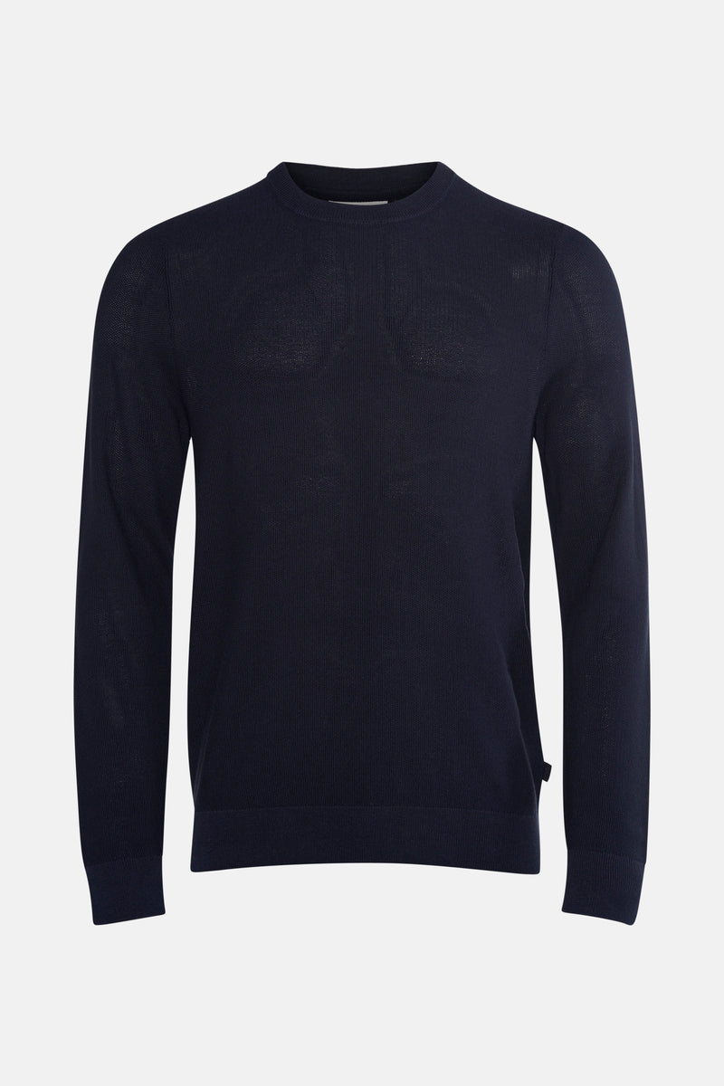 Pull bleu à col rond de LYLE & SCOTT, en maille fine.